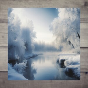 Winter Magic: A Canvas Wall Art Featuring a Wintery Forest with a Creek